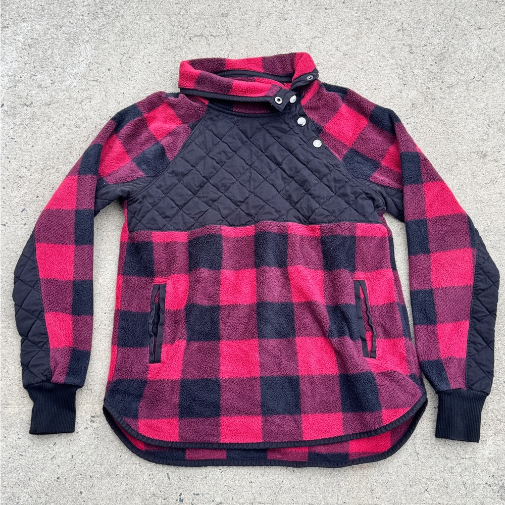 Abercrombie & Fitch Buffalo Plaid Snap Fleece Pullover